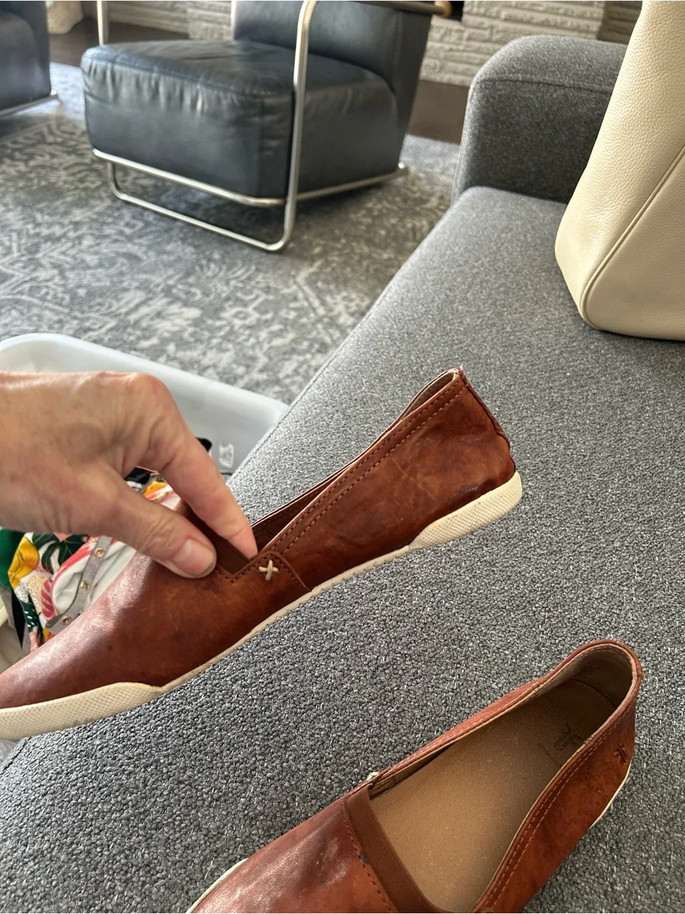 9.5 Frye Melanie Casual Slip-On Shoes in Cognac Brown